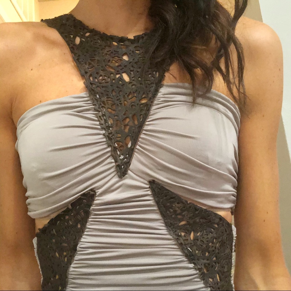 Bebe Kardashian Laser-Cut Leather Bodycon Dress XS - Picture 4 of 11